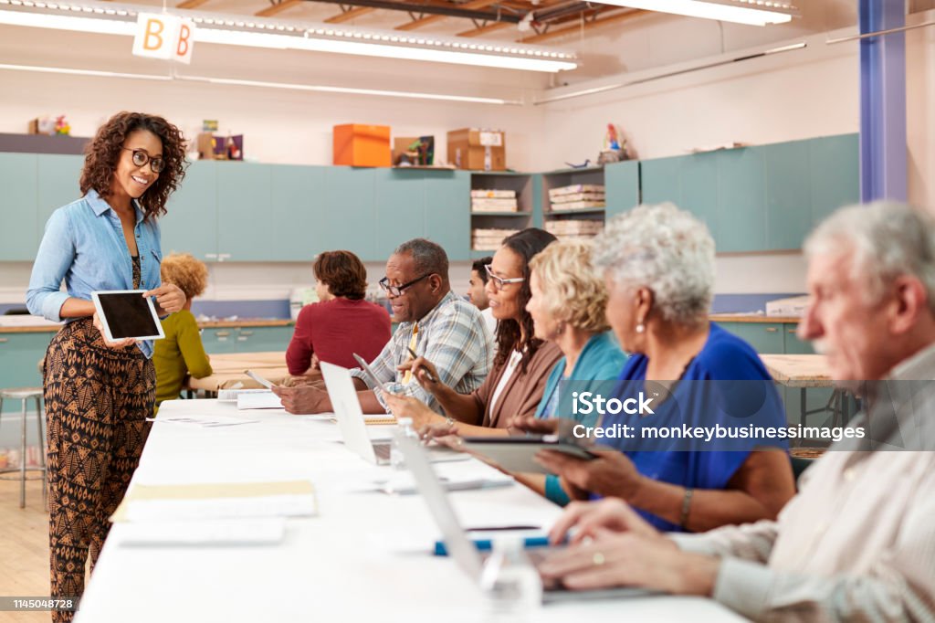 Senior using technology